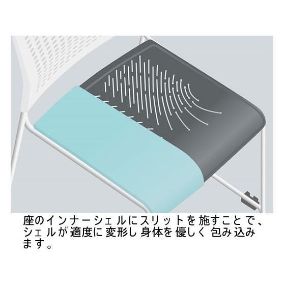 【メーカー直送】オカムラ ケッテ チェア 座パッド シルバーフレーム ブラックシェル ネオブラック【代引不可】【組立・設置・送料無料】ループ脚_5
