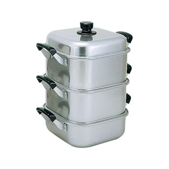 アカオアルミ 【お取り寄せ】アカオ アルミ角蒸 二重 36cm 蒸し器