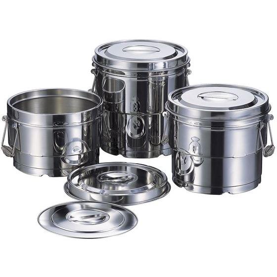 お取り寄せ】18-8 段付二重汁食缶 クリップ無 8L 食缶 給食 厨房