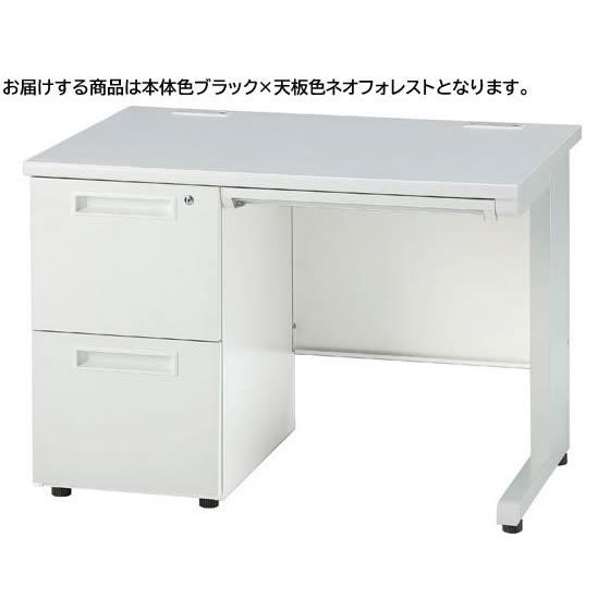 販売業者 【メーカー直送】イノウエ/片袖机 2段左袖 W1000 フォレスト×ブラック/GSD-B107-2L【代引不可】【お客様組立】 スチールデスク ワゴン