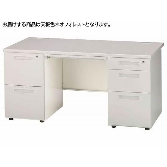 【メーカー直送】イノウエ 両袖机 2段3段 W1400 フォレスト×ホワイト GSD-W147【代引不可】【お客様組立】両袖机 スチールデスク ワゴン オフィスデスク