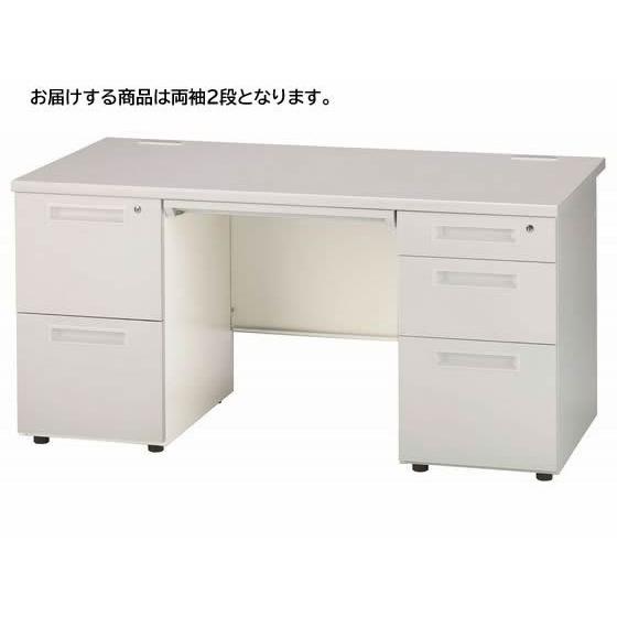 【メーカー直送】イノウエ 両袖机 2段2段 W1400 ホワイト×ホワイト GSD-W147【代引不可】【組立・設置・送料無料】両袖机 スチールデスク ワゴン