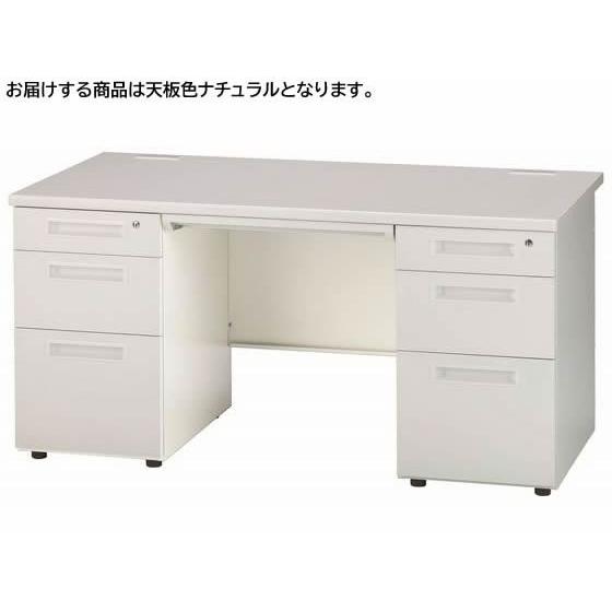 【メーカー直送】イノウエ 両袖机 3段3段 W1400 ナチュラル×ホワイト GSD-W147【代引不可】【お客様組立】両袖机 スチールデスク ワゴン オフィスデスク