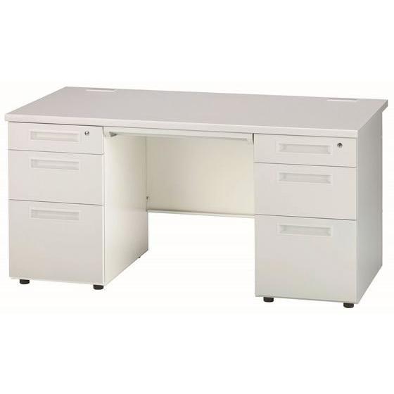 【メーカー直送】イノウエ 両袖机 3段3段 W1400 ホワイト×ホワイト GSD-W147【代引不可】【組立・設置・送料無料】 スチールデスク ワゴン公式通販