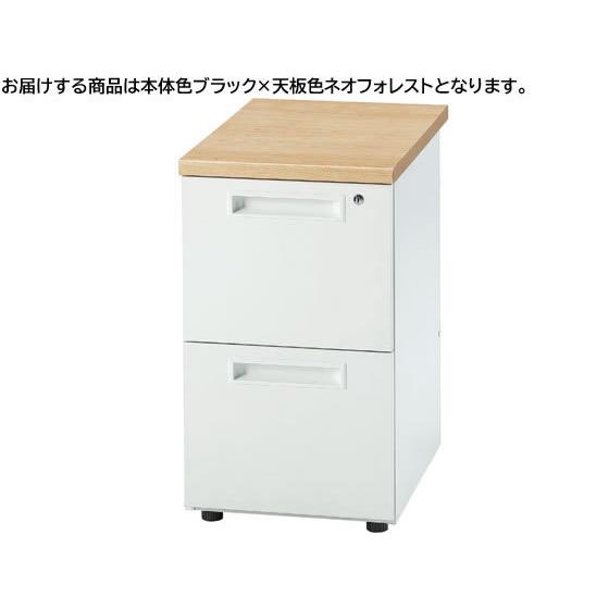 【メーカー直送】イノウエ 脇机2段 フォレスト×ブラック GSD-B047-2-NFO【代引不可】【お客様組立】脇机 ワゴン スチールデスク オフィスデスク 事務机