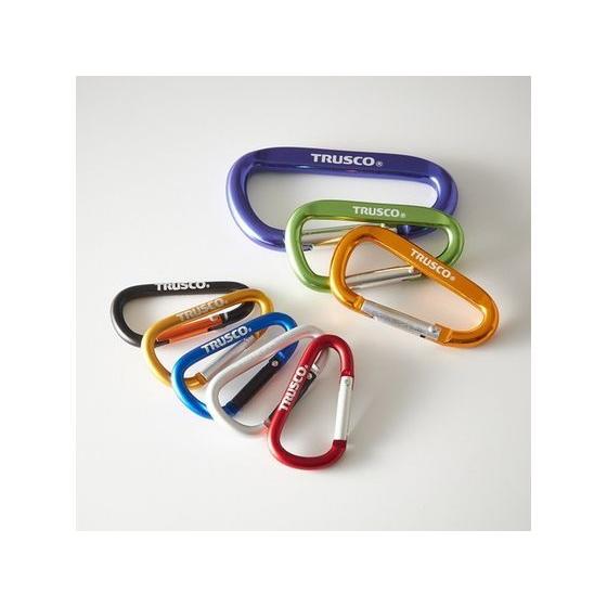 お取り寄せ】TRUSCO カラビナ 線径5mm×50mm D型 ブルー TKN550BL 墜落