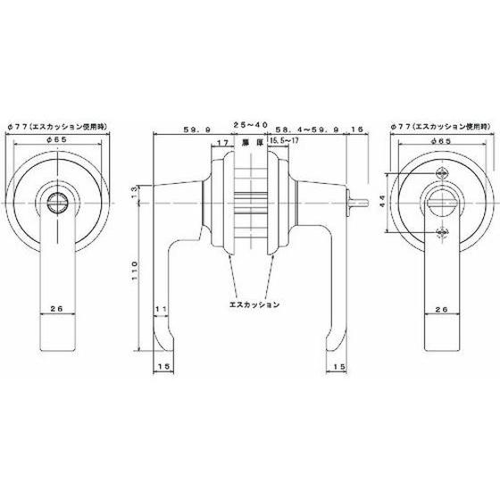 AGENT　LS-200　取替用レバーハンドル　2スピンドル型　鍵付用