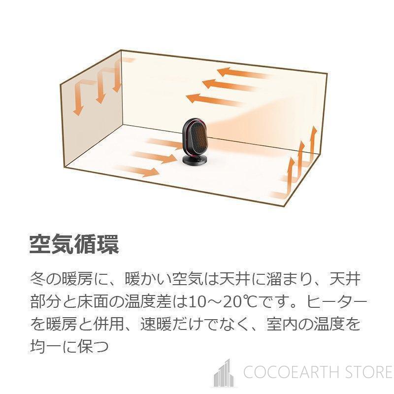 セラミックヒーター 自動首振り 1500W 即暖  3段階 ヒーター 足元 オフィス電気ファンヒーター 電気ストーブ 省エネ 小型 暖房器具 卓上 床置き｜cocoearthstore｜12