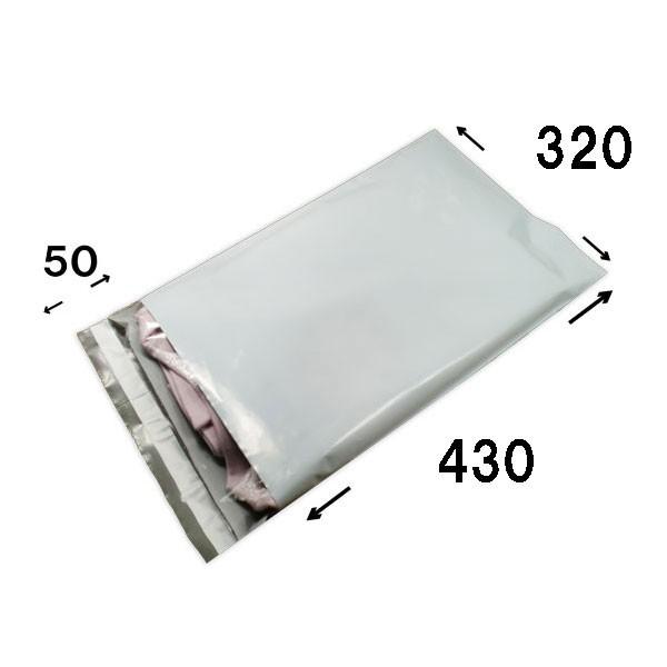 【宅配袋】 ビニール袋【Lサイズ】 500枚 PE袋 320×430 封かんテープ付【薄手 軽量】 白（ややグレー）の画像