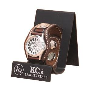 腕時計 革 ケイシーズ（KCs） スタンプ スリーコンチョ モカ ウォッチブレス バスケット KPR504C