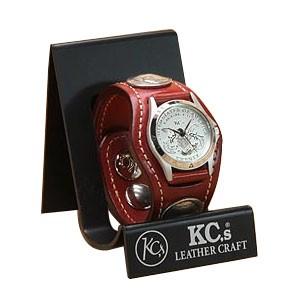 腕時計 革 ケイシーズ（KCs） エキゾチック スリーコンチョ レッド ウォッチブレス コードバン KSR505D｜cocolab