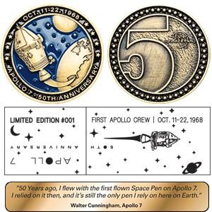 高級 ボールペン フィッシャー 限定版 アポロ7号50周年記念 ゴールドチタニウム アストロノートスペースペン＆コインセット AG7-LE | FISCHER | 02