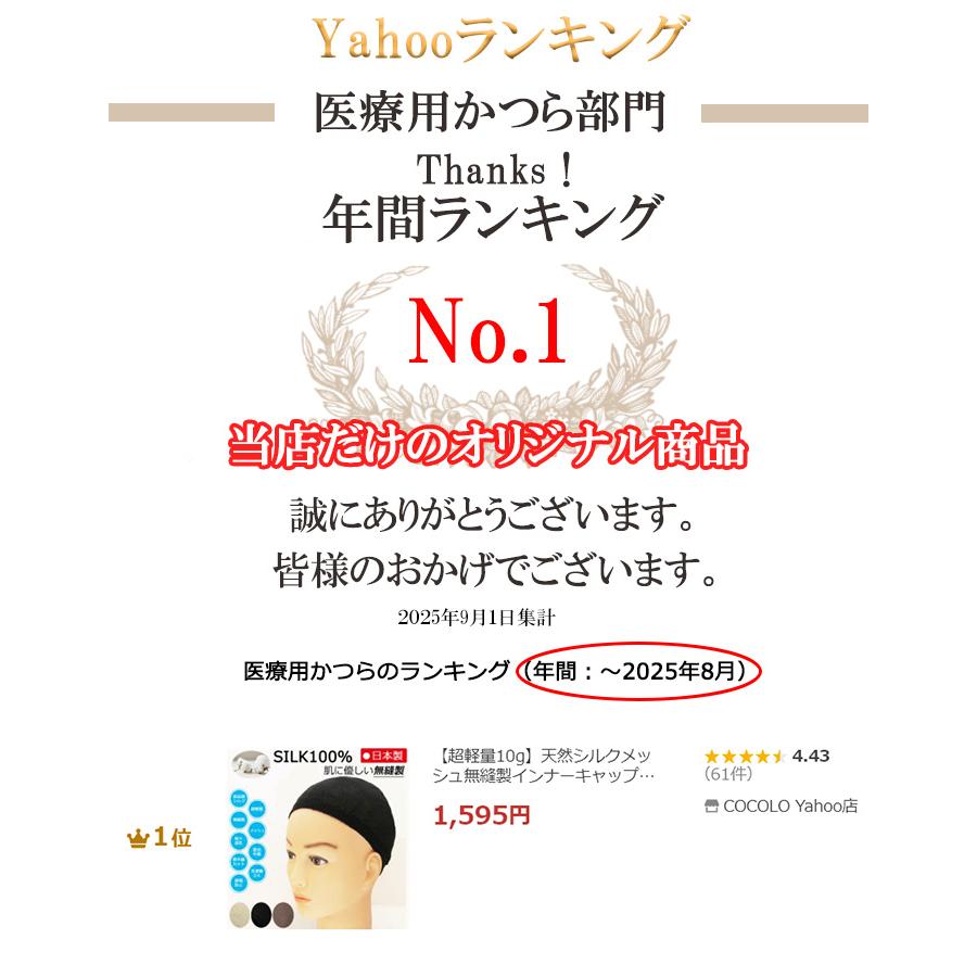 超軽量10g】天然シルクメッシュ無縫製インナーキャップ【洗えるシルク