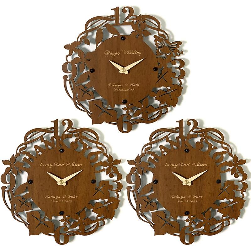 3連時計 Thank You ウォールクロック オーク 名入れ 送料無料 両親贈呈品 記念品 プレゼント ブライダル ウェディング 結婚式 Sambalrestaurant Pl