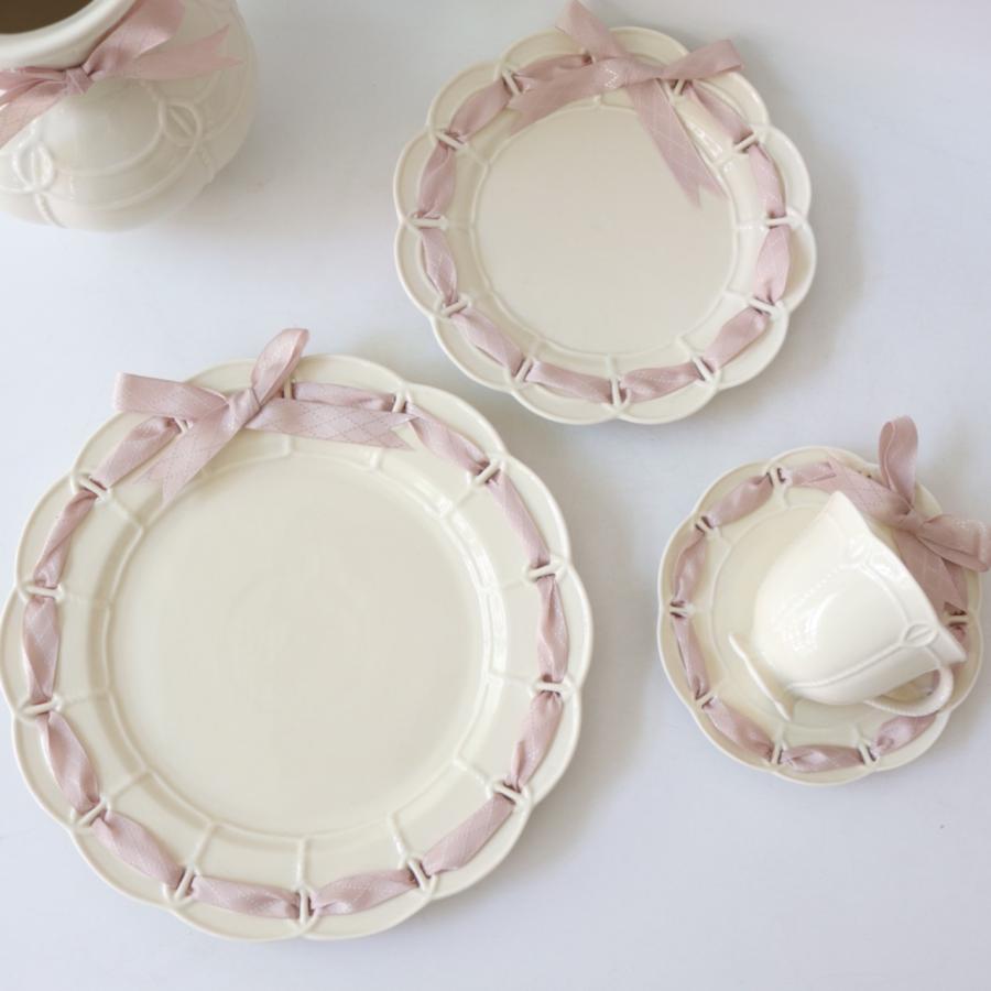 2タイプ/ピンクリボンのスカラッププレート お皿 食器 コップ 可愛い