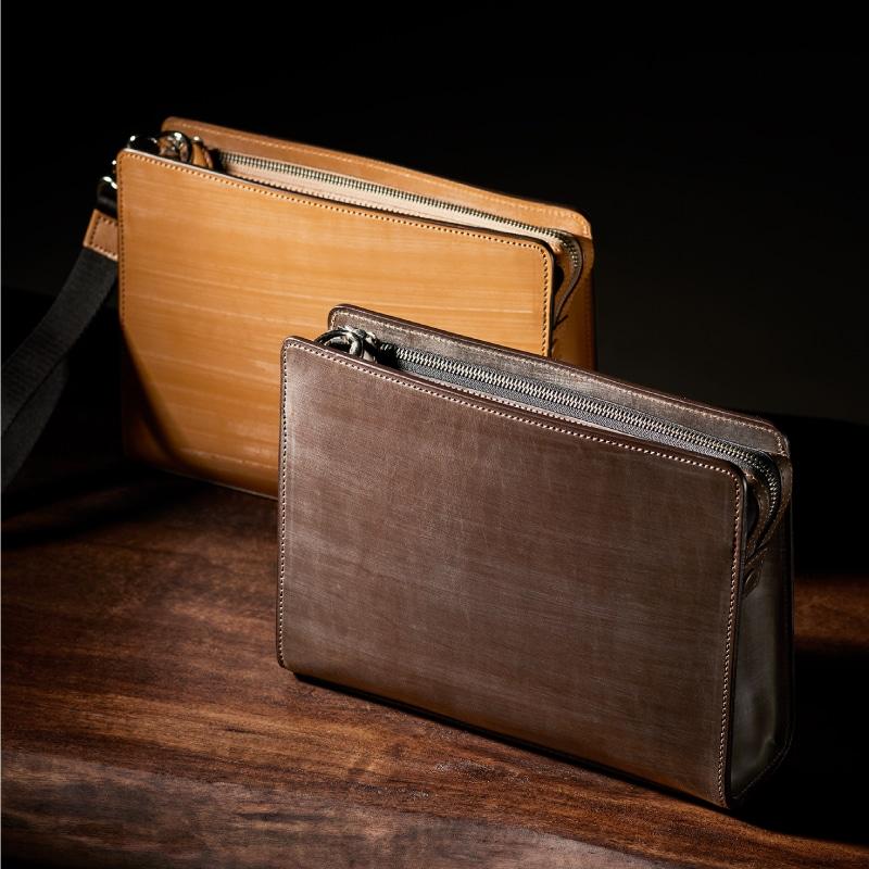 【ココマイスター】オークバーク・ブロック セカンドバッグ | COCOMEISTER