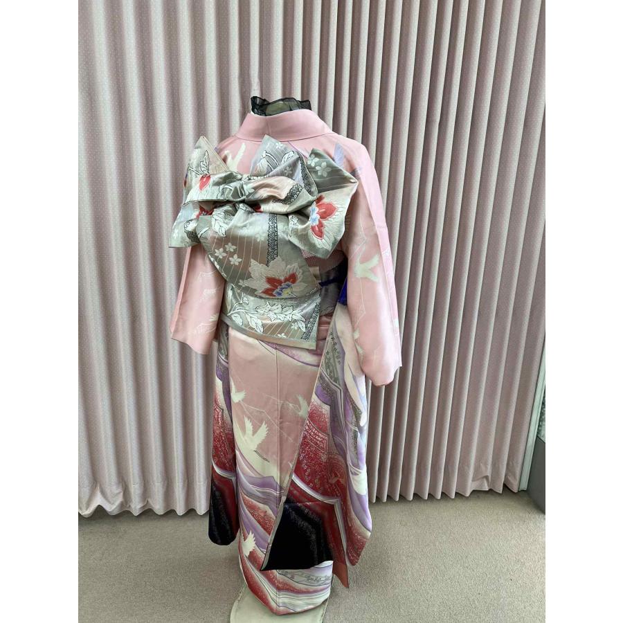 貸衣装処分品　振袖　正絹流れ模様に洋花 ピンク 流れ模様 アレンジ 成人式 フルセット |  | 01