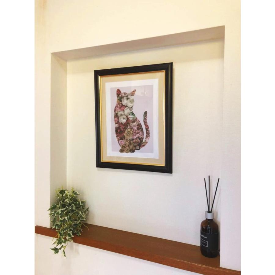 額 花 猫 インテリア モノトーン モダン アート 壁飾り 壁掛け 名画