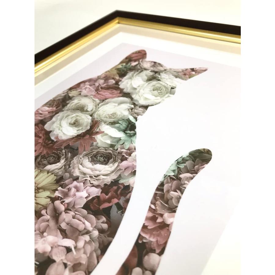 額 花 猫 インテリア モノトーン モダン アート 壁飾り 壁掛け 名画