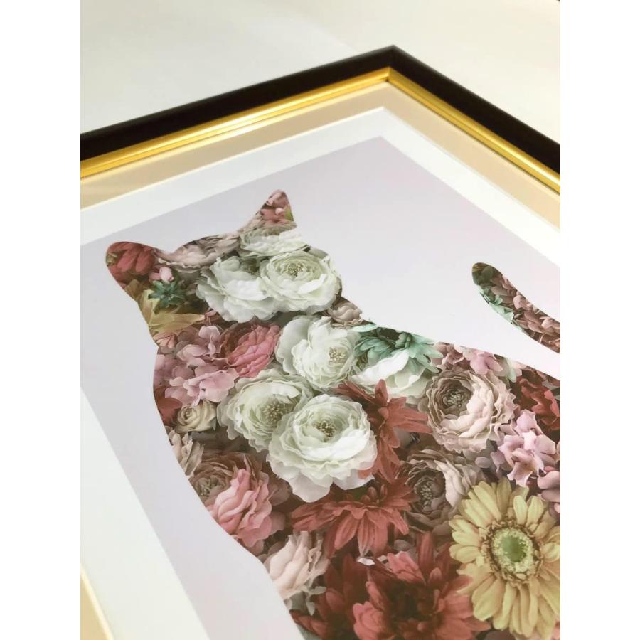 額 花 猫 インテリア モノトーン モダン アート 壁飾り 壁掛け 名画