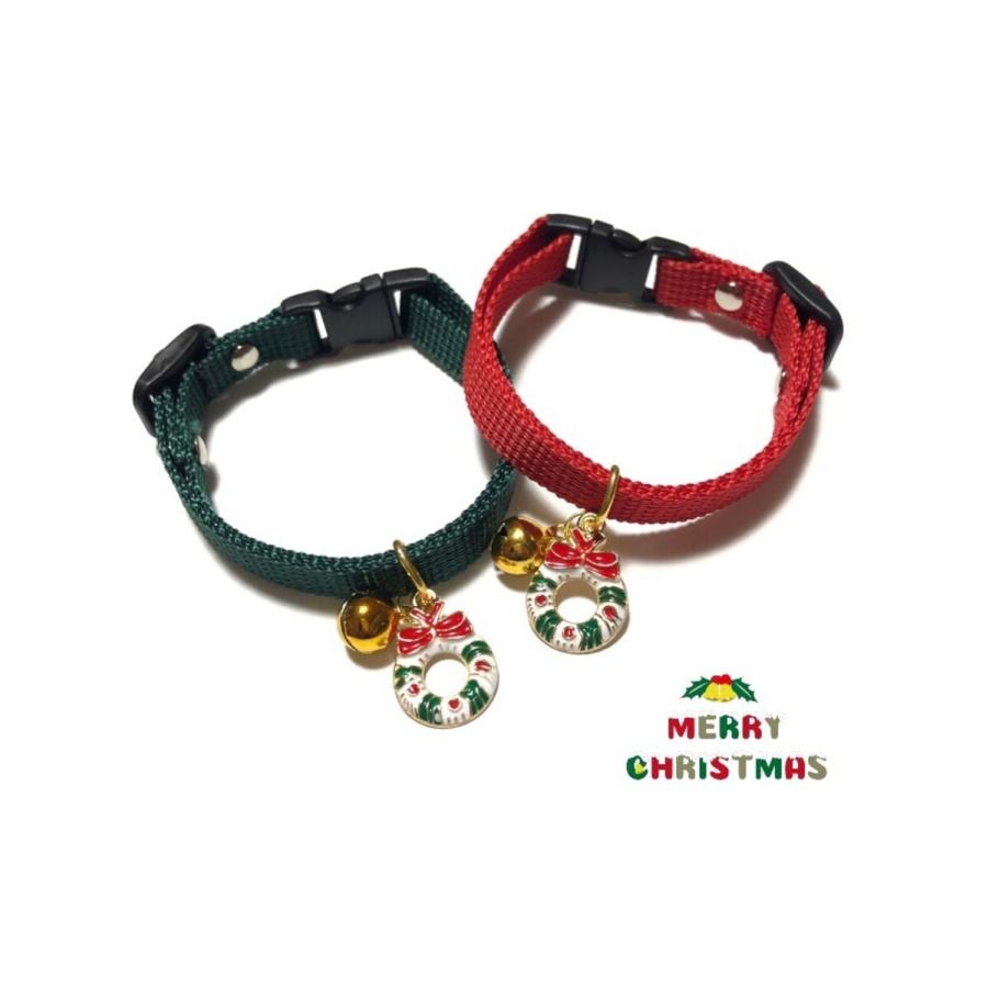 クリスマス(白クリスマスリース)わんちゃん猫ちゃん用首輪 猫首輪