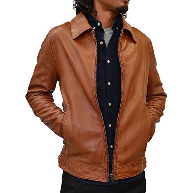 人気ブランド シングル キャメル 本革 ライダース ラム メンズ レザージャケット レザーコート M3186cam ラムレザー ジャケット Psaltryinternational Com