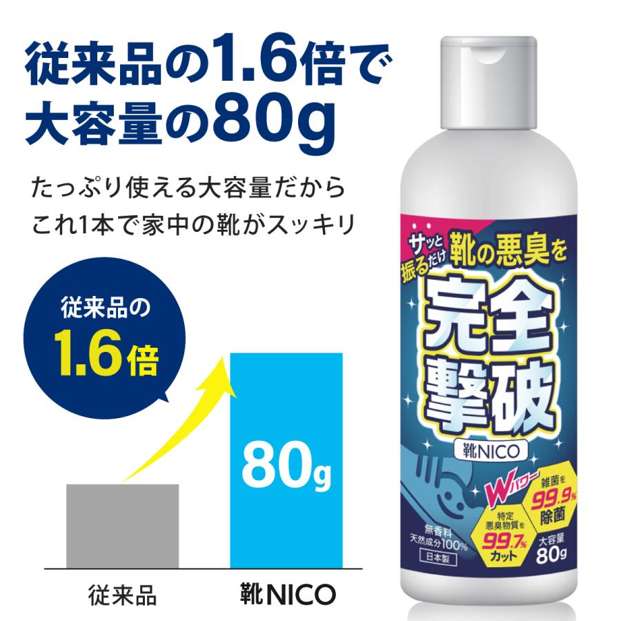 【靴の悪臭を完全撃破】靴 消臭 臭い消し  粉 パウダー 日本製 大容量 除菌 無香料  靴NICO｜coconem-kktrading｜10