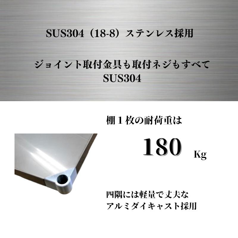 【本体】ステンレスラック PROFACE SUS304 180kg/段 4段 幅1800×奥行460×高さ1500mm_1
