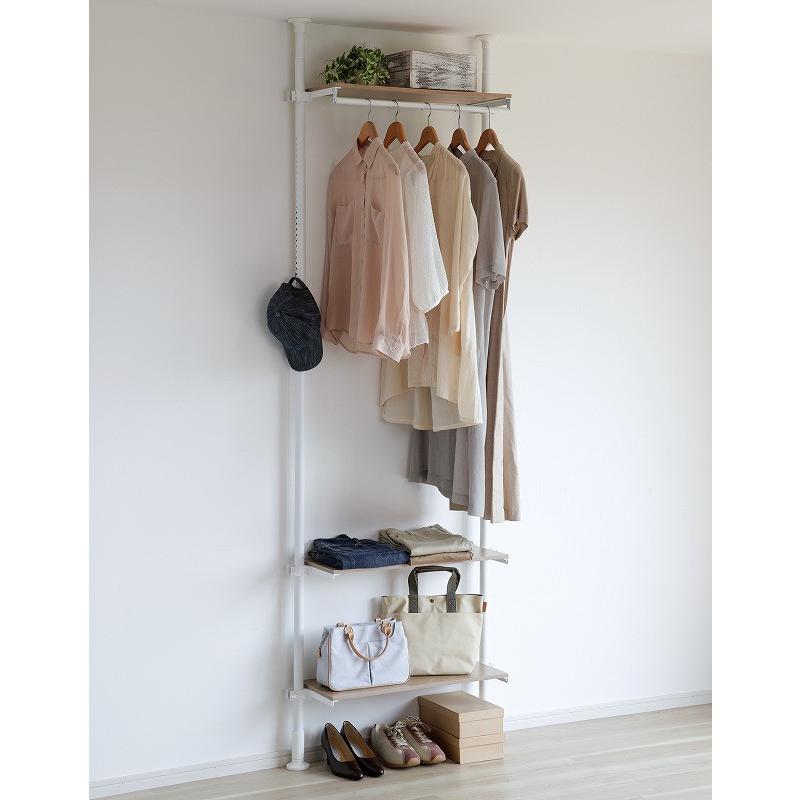 ランドリーラック 天井 突っ張り 棚 省スペース 壁面収納 ハンガー