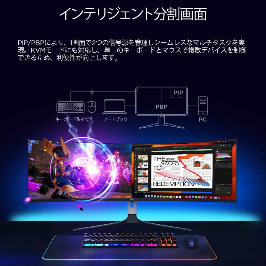 HKC ゲーミングモニター GS49UK 正規品 49型 プロ仕様 OLED 曲面