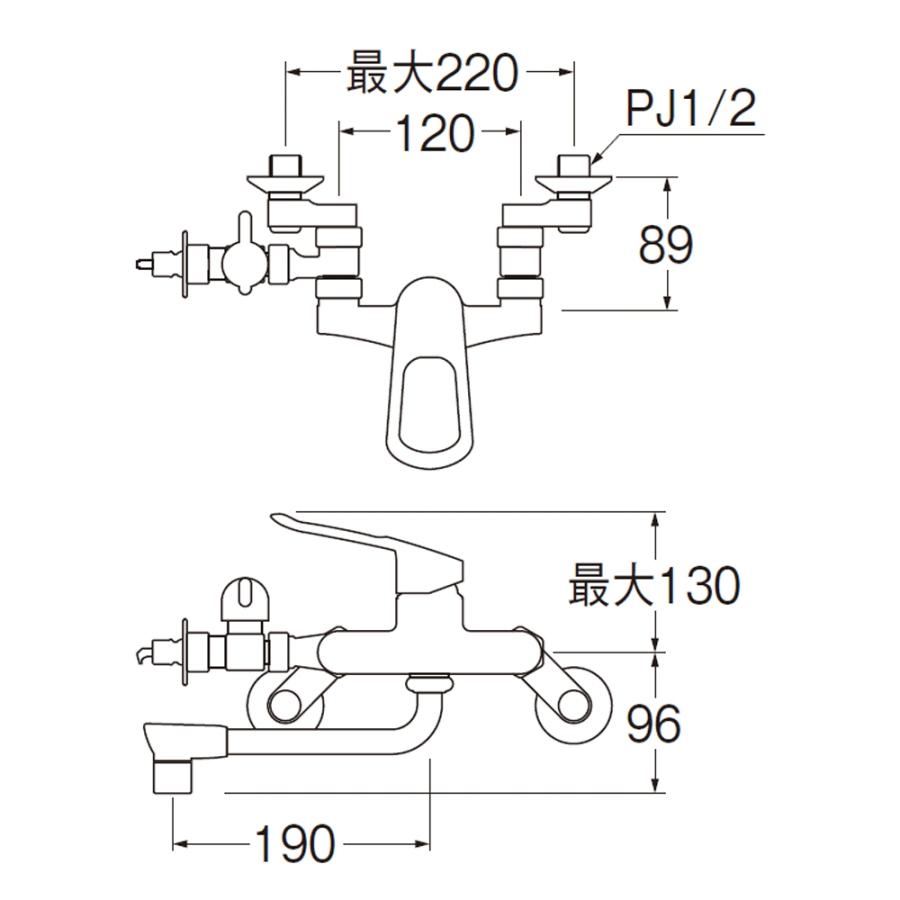SANEI 三栄水栓 シングル分岐混合栓 K17111EDK-13[寒冷地仕様] キッチン蛇口 台所用 食器洗い機の給水ホースがワンタッチで接続 日本製 17111EDK||