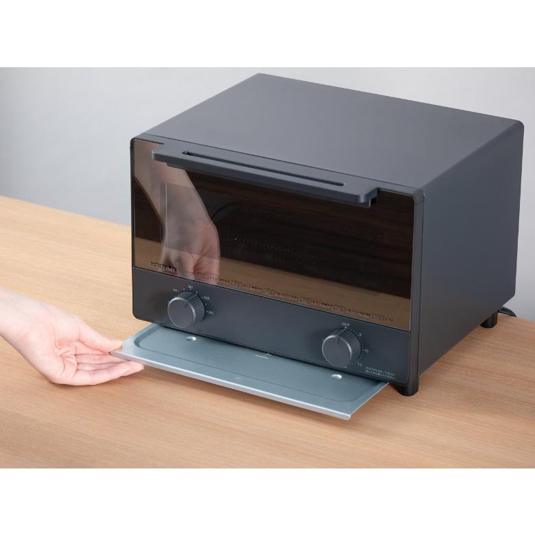 コイズミ 2枚焼き オーブントースター ブラック KOS-1301/K  カーボンヒーター 一人暮らし 深皿プレート レシピ 10種類 タイマー 1350W ミラーガラス KOS1301K|| | KOIZUMI | 14