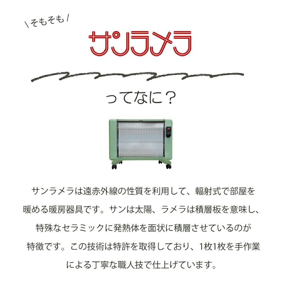サンラメラ 遠赤外線 パネルヒーター グリーン ホワイト 600W おしゃれ
