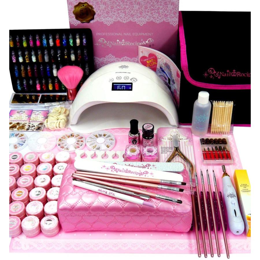 60 Off Nailrecipe ネイルレシピ ジェルネイル ジェルネイルキット ネイル スターターキット プロ仕様54wライト ネイルマシン カラー 珍しい Www Aqtsolutions Com