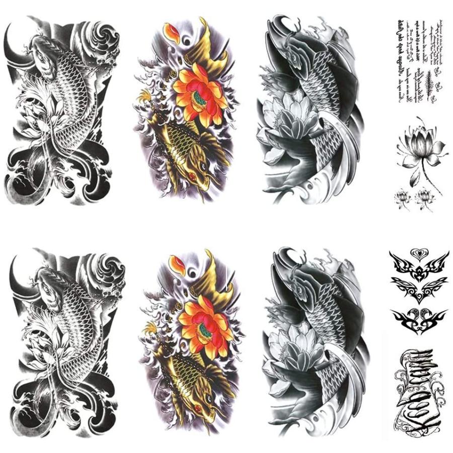 Yesallwas タトゥーシール 鯉 蓮の花 和柄 入れ墨シール リアル 大判 防水 長持ち 和彫り 刺青シール ボディーシール 子供 メ Coconina Shop 通販 Yahoo ショッピング