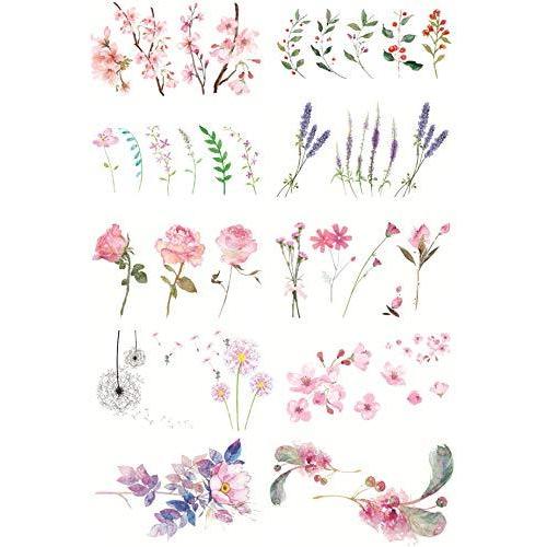 Anphsin タトゥー シール 枚入り 3d 水彩 花柄 葉 薔薇 花の枝 タンポポ ラベンダー ボディーアートシール かわいい T Coconina Shop 通販 Yahoo ショッピング