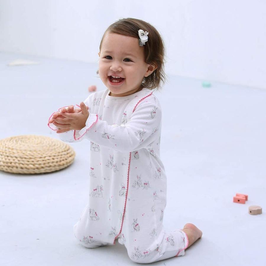 割引クーポン Baby Nest ベビー服 女の子 長袖ロンパース 前開き カバーオール 新生児服 かわいい ホワイト ウサギ 0 3ヶ月 靴下 Www Projectcorfu Com