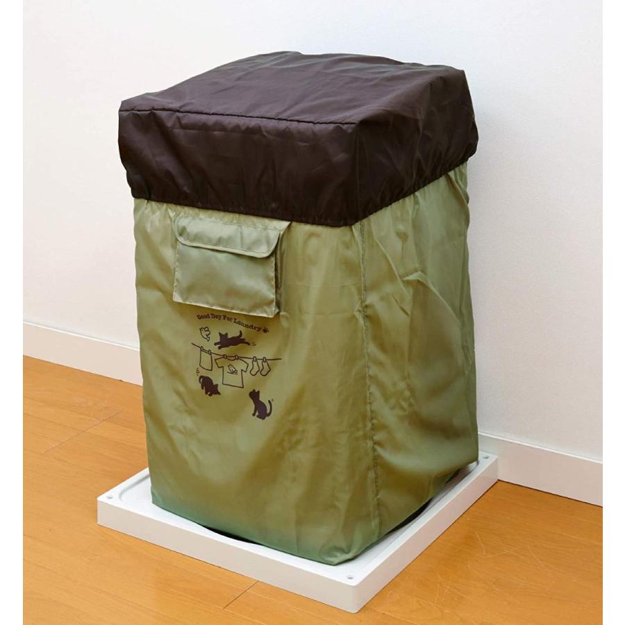 アイメディア 全ての Aimedeia 洗濯機すっぽりカバー ネコ柄 ベージュ フタカバー 本体カバー 約幅60 約幅60×奥行60×高さ80cm