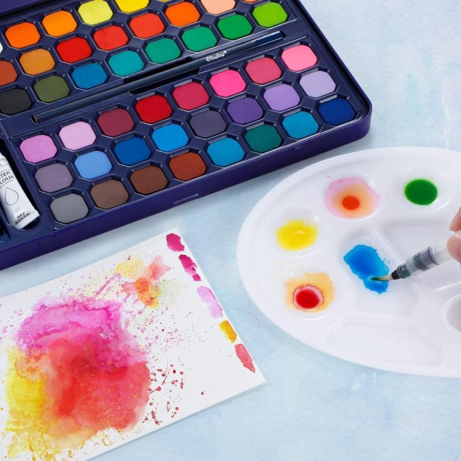 Ohuhu 固形水彩 48色 水彩の絵具 水彩紙パッド付き 水ペン1本付き 絵の具 水性 水彩画 風景画 イラスト 透明 子供 学習教材 学 Coconina Shop 通販 Yahoo ショッピング
