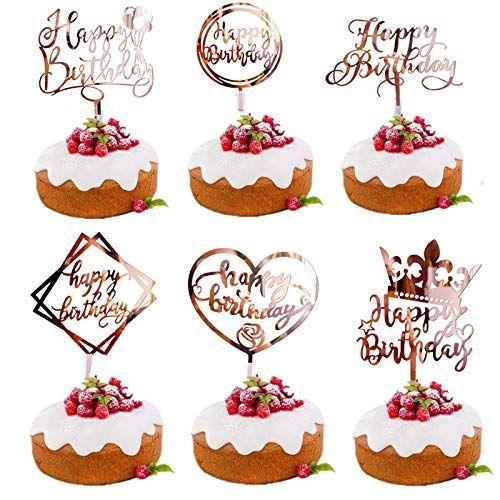 ケーキトッパー 6枚セット ピンクゴールド おしゃれ かわいい Happy Birthday 誕生日 ケーキ デコレーション 飾り パーティ Coconina Shop 通販 Yahoo ショッピング