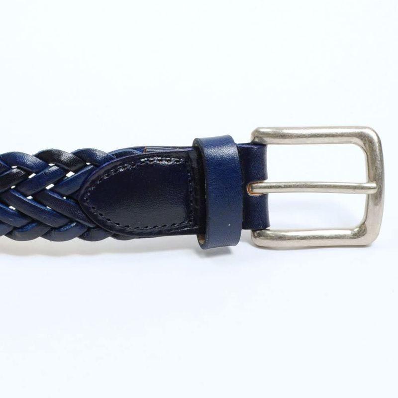 売れ筋がひクリスマスプレゼント オジエ Ozieベルトメンズ メッシュベルト本革 牛革 日本製 ネイビー紺 ベルト