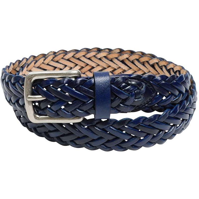 売れ筋がひクリスマスプレゼント オジエ Ozieベルトメンズ メッシュベルト本革 牛革 日本製 ネイビー紺 ベルト