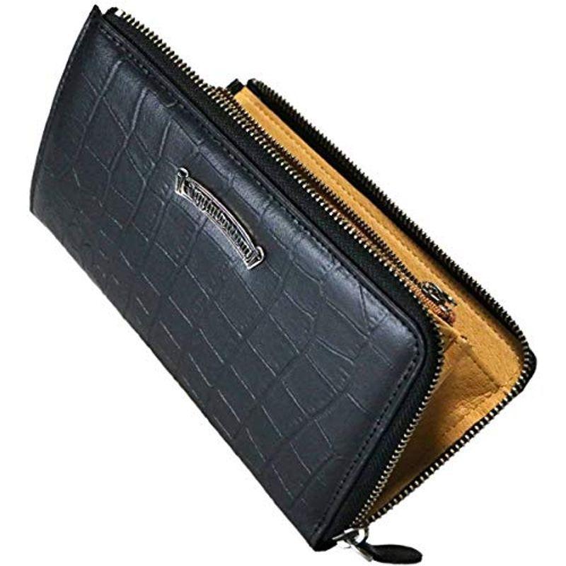 まとめ買いでお得 L字ジップ レザー 本革 長財布 メンズ ブラック L字