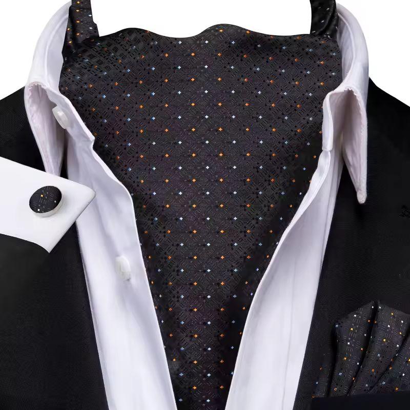 アスコットタイ メンズ シルク素材 ポケットチーフ、カフスと合わせて3