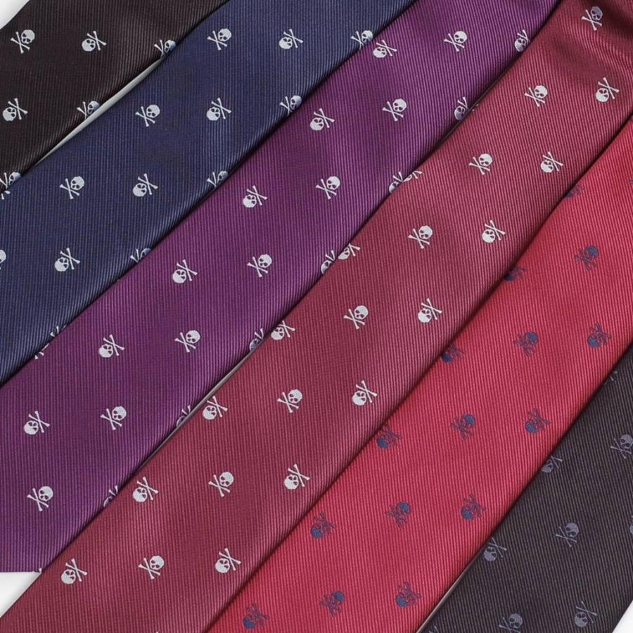 ネクタイ スリム ナロータイ スカル 骸骨 パターン デザイン 黒、ネイビー レッド パープル系の６色　大剣幅6cm |  | 11