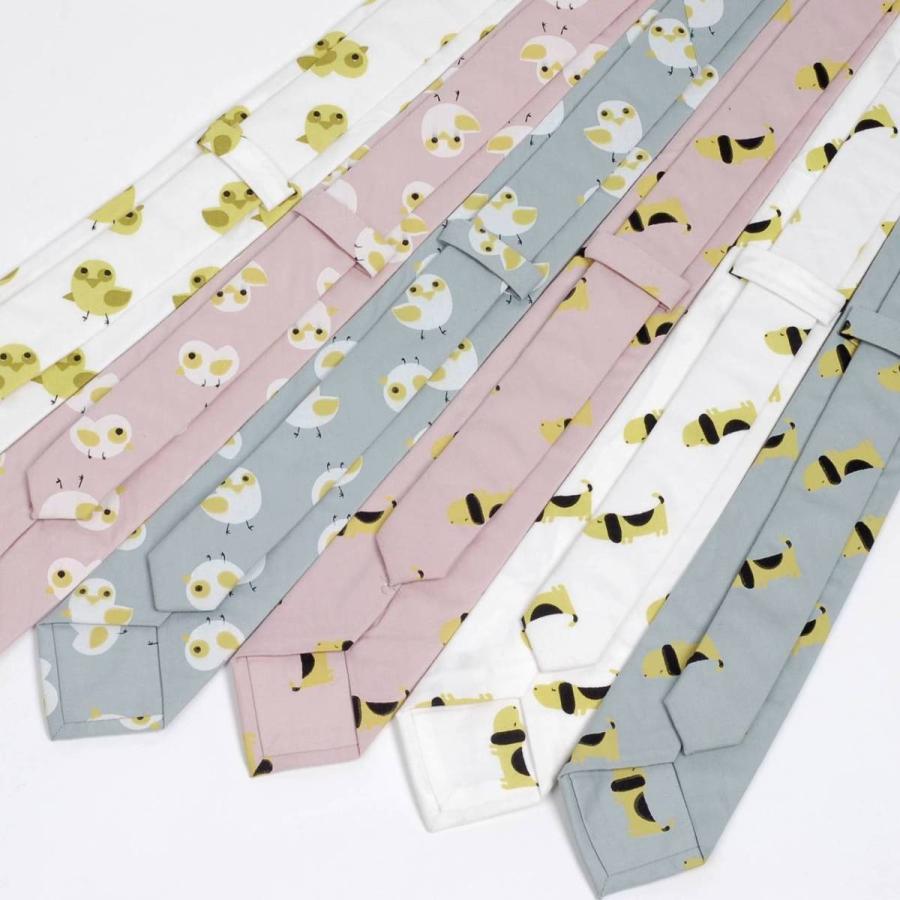 ネクタイ スリム ナロータイ かわいい 動物 プリント コットン メンズ レディース マットな質感 パステルカラー ひよこ、いぬ、ねこ、たぬき、子犬 イラスト |  | 21