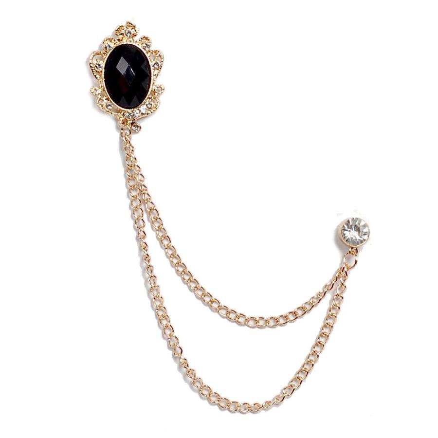 ラペルピン チェーン・ブローチ ラペルチェーン メンズ レディース アクセサリー 飾り ブラック、ブルーストーン飾り、フラワー飾り ３種 |  | 04