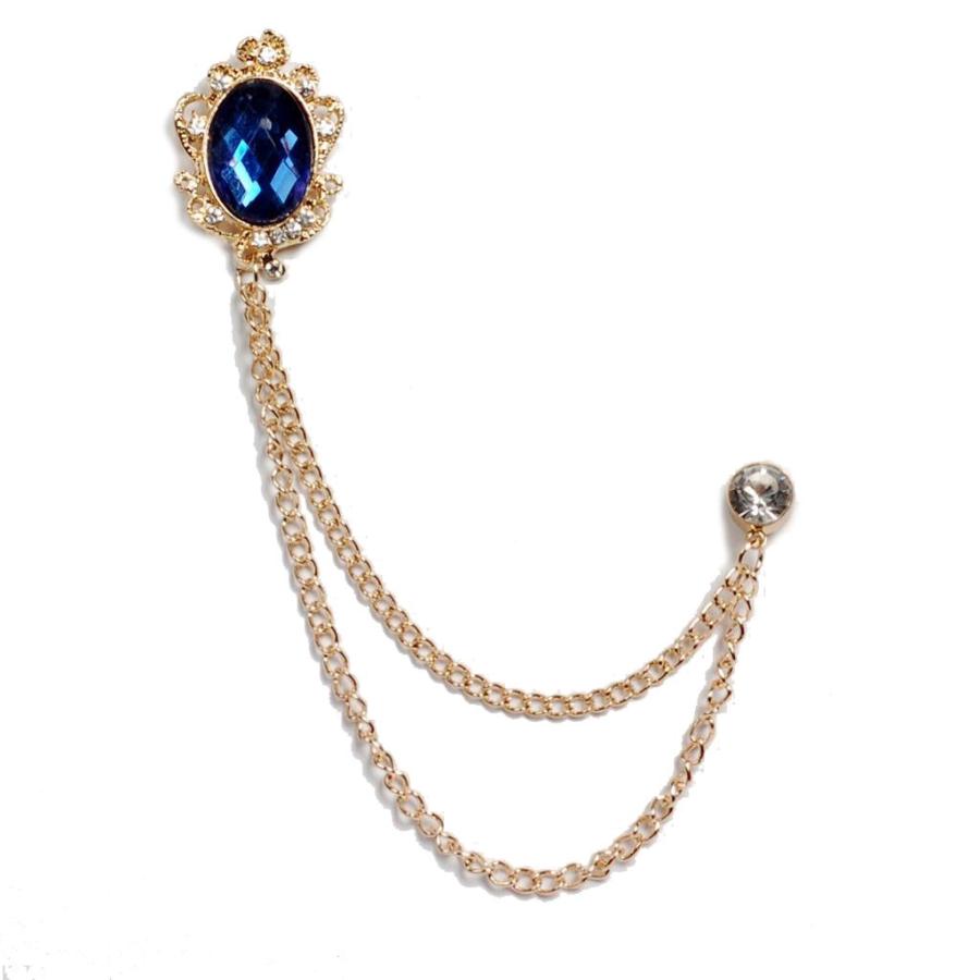 ラペルピン チェーン・ブローチ ラペルチェーン メンズ レディース アクセサリー 飾り ブラック、ブルーストーン飾り、フラワー飾り ３種 |  | 06