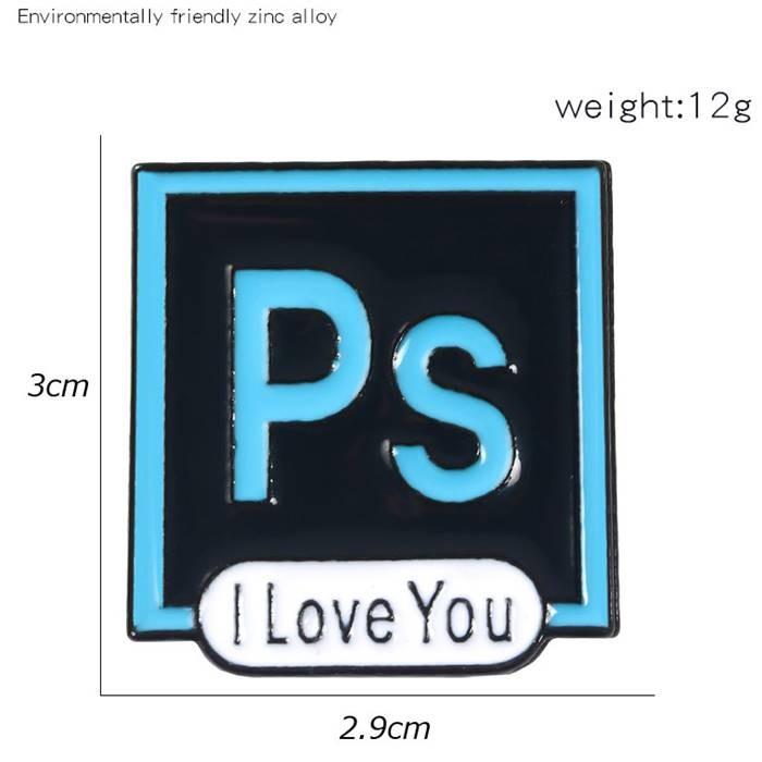 ピンバッジ ピンブローチ メンズ レディース アクセサリー ラペルピン エナメルコート フォトショップ ピン Ps Ai Um Ah! 面白いイラスト風アイコンバッジ |  | 07