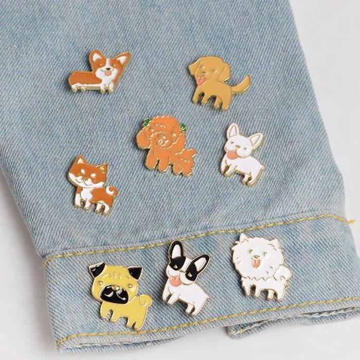 ピンバッジ ピンブローチ メンズ レディース アクセサリー ラペルピン 子犬 ドッグ イヌ イラスト バッジ 8種 | 